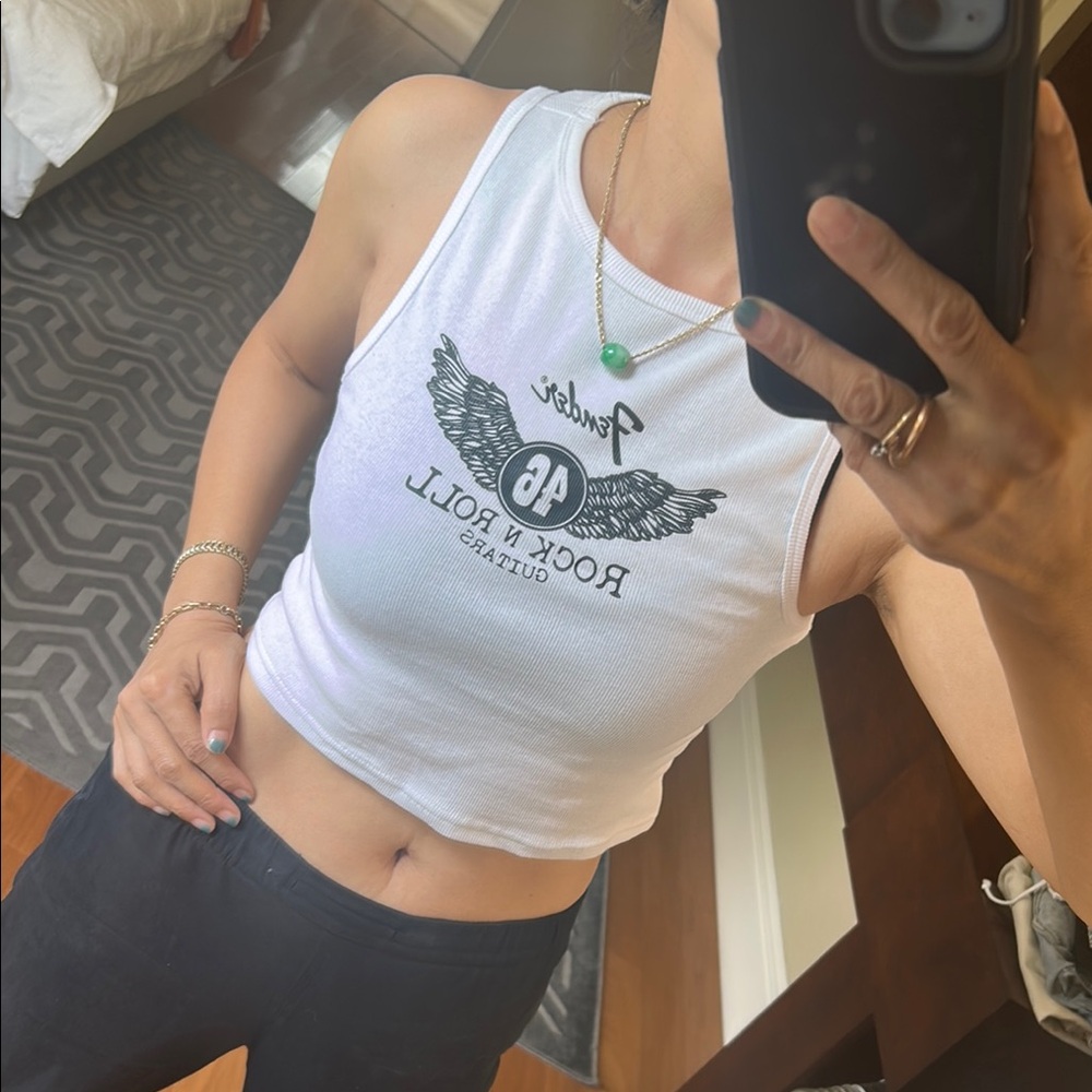 Fender White Rock and Roll Crop Top b2